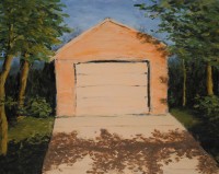 Garage acrylic fingerpainted expressionist painting on canvas