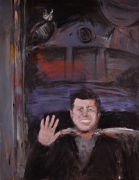 Kennedy -- NOT in Dallas acrylic expressionist painting on canvas
